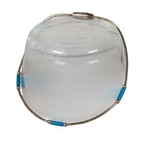 Vintage Navajo Sterling Silver Liquid Silver & Blue Turquoise Heishi Bracelet 7"